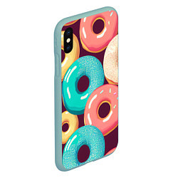 Чехол iPhone XS Max матовый Пончики и только пончики, цвет: 3D-мятный — фото 2