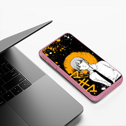 Чехол iPhone XS Max матовый Макима - оранжевые брызги краски, цвет: 3D-малиновый — фото 2