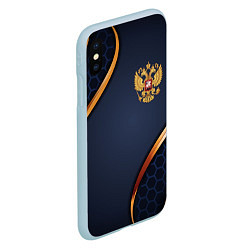 Чехол iPhone XS Max матовый Blue & gold герб России, цвет: 3D-голубой — фото 2