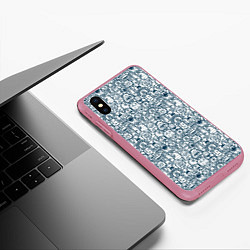 Чехол iPhone XS Max матовый Монстрики с антенками, цвет: 3D-малиновый — фото 2