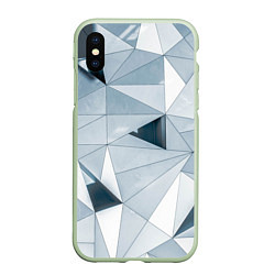 Чехол iPhone XS Max матовый Множество треугольников - Абстрактная броня, цвет: 3D-салатовый