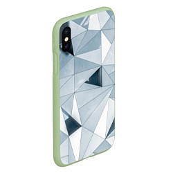 Чехол iPhone XS Max матовый Множество треугольников - Абстрактная броня, цвет: 3D-салатовый — фото 2