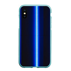 Чехол iPhone XS Max матовый Неоновое синее свечение, цвет: 3D-мятный