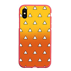 Чехол iPhone XS Max матовый Оранжевое кимоно с треугольниками - Зеницу клинок, цвет: 3D-красный