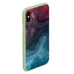 Чехол iPhone XS Max матовый Розовый и синий дым во тьме, цвет: 3D-салатовый — фото 2