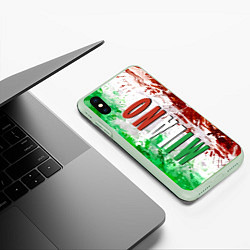 Чехол iPhone XS Max матовый Флаг Италии - кляксы, цвет: 3D-салатовый — фото 2
