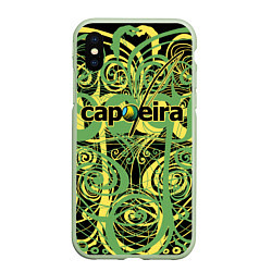 Чехол iPhone XS Max матовый Capoeira pattern, цвет: 3D-салатовый