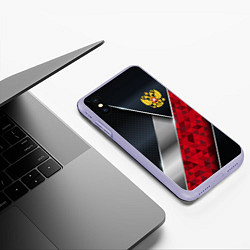 Чехол iPhone XS Max матовый Red & black Russia, цвет: 3D-светло-сиреневый — фото 2