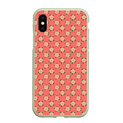 Чехол iPhone XS Max матовый Минимализм - цветочки, цвет: 3D-салатовый