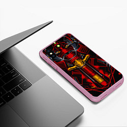 Чехол iPhone XS Max матовый Костюм железного красного робота, цвет: 3D-розовый — фото 2