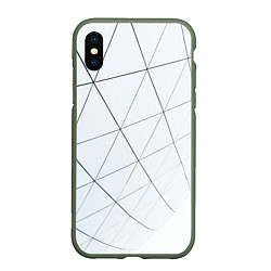 Чехол iPhone XS Max матовый Геометрические сеточные линии, цвет: 3D-темно-зеленый