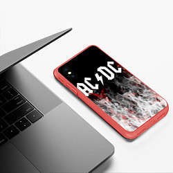 Чехол iPhone XS Max матовый AC DC огонь-пламя, цвет: 3D-красный — фото 2