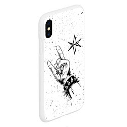 Чехол iPhone XS Max матовый Bring Me the Horizon и рок символ, цвет: 3D-белый — фото 2