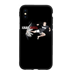 Чехол iPhone XS Max матовый Krav-maga jump shot, цвет: 3D-черный