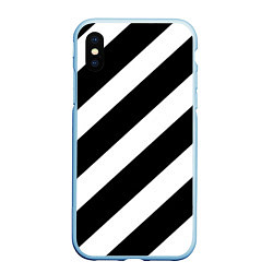 Чехол iPhone XS Max матовый Черно белые полоски, цвет: 3D-голубой