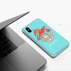 Чехол iPhone XS Max матовый Зайчик и грибочки, цвет: 3D-мятный — фото 2