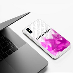 Чехол iPhone XS Max матовый Citroen pro racing: символ сверху, цвет: 3D-белый — фото 2