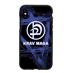 Чехол iPhone XS Max матовый Krav-maga tactical defense system emblem, цвет: 3D-черный