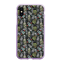 Чехол iPhone XS Max матовый Череп, зомби и вампир, цвет: 3D-сиреневый