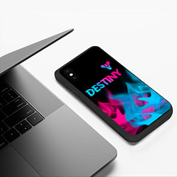 Чехол iPhone XS Max матовый Destiny - neon gradient: символ сверху, цвет: 3D-черный — фото 2