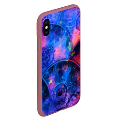 Чехол iPhone XS Max матовый Композиция из дисков, цвет: 3D-малиновый — фото 2