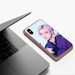 Чехол iPhone XS Max матовый Stray Kids 2nd World Tour Maniac Hyunjin, цвет: 3D-коричневый — фото 2