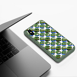 Чехол iPhone XS Max матовый Эмоции Пепе, цвет: 3D-темно-зеленый — фото 2