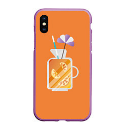 Чехол iPhone XS Max матовый Апельсиновый сок - Оранжевая версия, цвет: 3D-фиолетовый