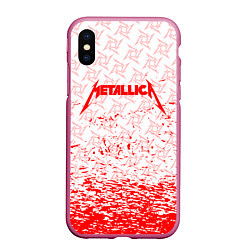 Чехол iPhone XS Max матовый Metallica - брызги, цвет: 3D-малиновый