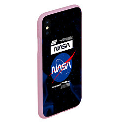 Чехол iPhone XS Max матовый Nasa - синее пламя, цвет: 3D-розовый — фото 2