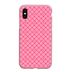 Чехол iPhone XS Max матовый Абстракция - крестики и ромбики, цвет: 3D-розовый