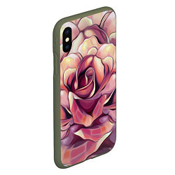 Чехол iPhone XS Max матовый Крупная роза маслом, цвет: 3D-темно-зеленый — фото 2