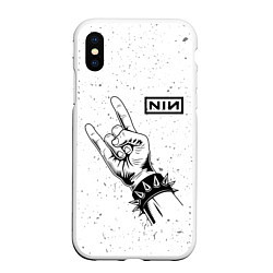 Чехол iPhone XS Max матовый Nine Inch Nails и рок символ, цвет: 3D-белый