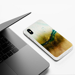 Чехол iPhone XS Max матовый Абстрактные блёстки, тени и краски, цвет: 3D-белый — фото 2