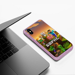 Чехол iPhone XS Max матовый Борис Minecaft, цвет: 3D-сиреневый — фото 2