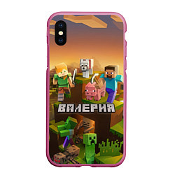 Чехол iPhone XS Max матовый Валерия Minecraft, цвет: 3D-малиновый