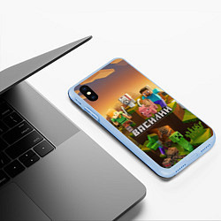 Чехол iPhone XS Max матовый Василий Minecraft, цвет: 3D-голубой — фото 2