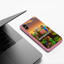 Чехол iPhone XS Max матовый Вероника Minecraft, цвет: 3D-малиновый — фото 2