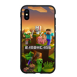 Чехол iPhone XS Max матовый Владислав Minecraft, цвет: 3D-черный