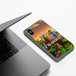 Чехол iPhone XS Max матовый Галина Minecraft, цвет: 3D-темно-зеленый — фото 2