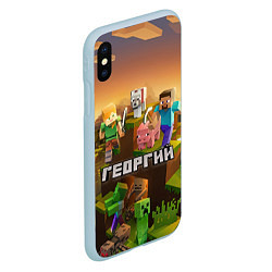 Чехол iPhone XS Max матовый Георгий Minecraft, цвет: 3D-голубой — фото 2