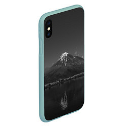 Чехол iPhone XS Max матовый Тёмные горы и озеро, цвет: 3D-мятный — фото 2