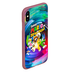 Чехол iPhone XS Max матовый Super Mario 3D World - Nintendo - Team of heroes, цвет: 3D-малиновый — фото 2