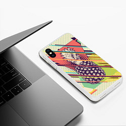 Чехол iPhone XS Max матовый Геометрический ретро дизайн с ананасом, цвет: 3D-белый — фото 2