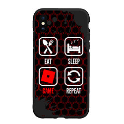 Чехол iPhone XS Max матовый Eat, sleep, Roblox, repeat, цвет: 3D-черный