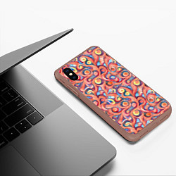 Чехол iPhone XS Max матовый Коралловая акварель, цвет: 3D-коричневый — фото 2