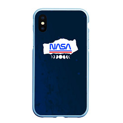 Чехол iPhone XS Max матовый Nasa - планеты, цвет: 3D-голубой