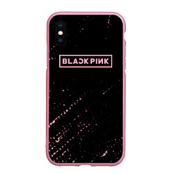 Чехол iPhone XS Max матовый Black pink розовые брызги, цвет: 3D-розовый