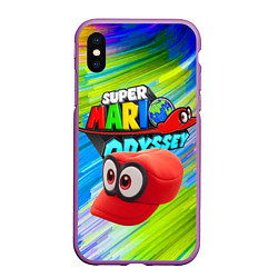 Чехол iPhone XS Max матовый Super Mario Odyssey - Nintendo - Бейсболка, цвет: 3D-фиолетовый