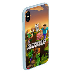 Чехол iPhone XS Max матовый Захар Minecraft, цвет: 3D-голубой — фото 2